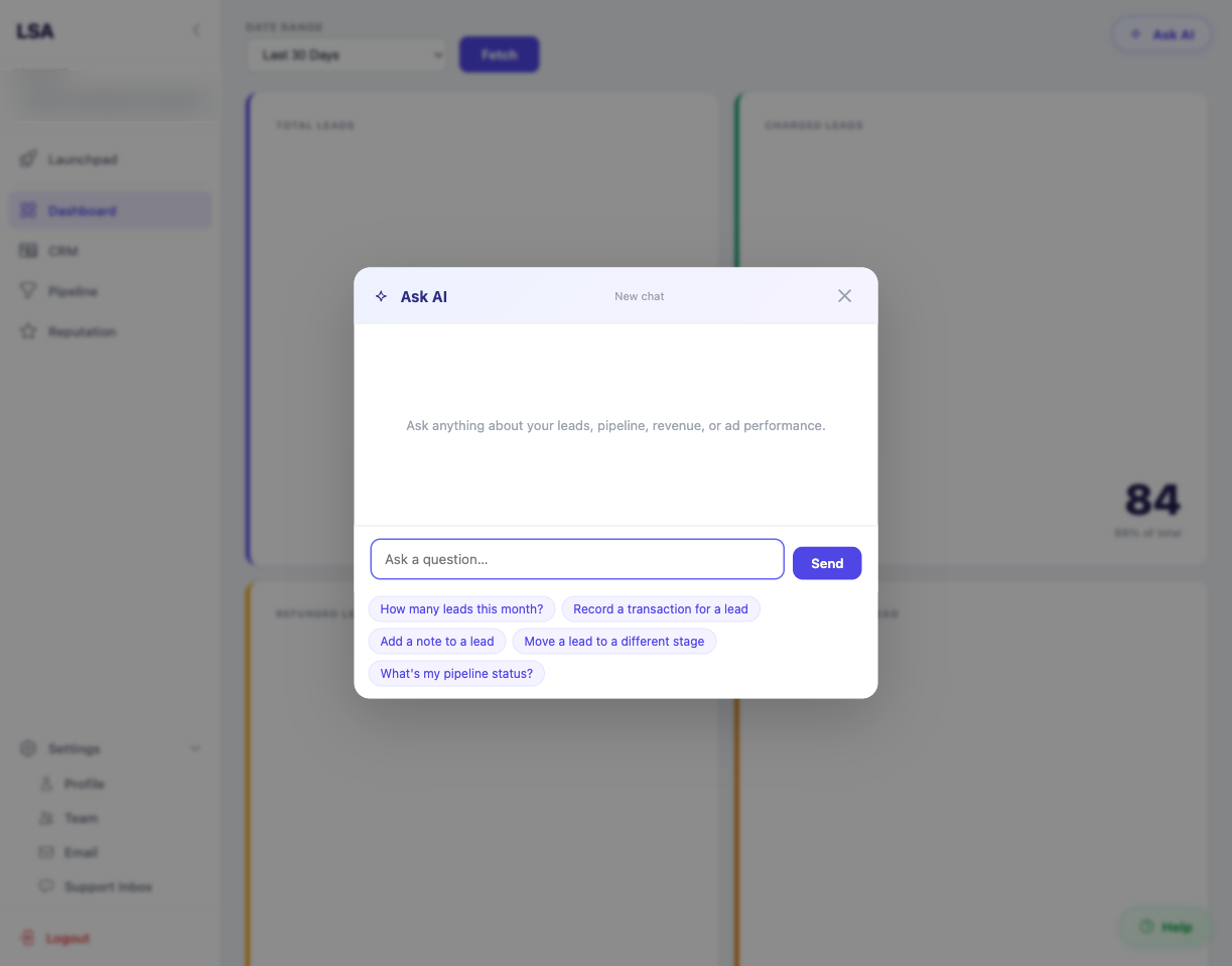 Ask AI interface with natural language queries